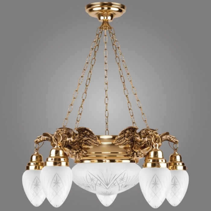 Люстра подвесная OURO 6x60Вт E27 золото 59x59x80см