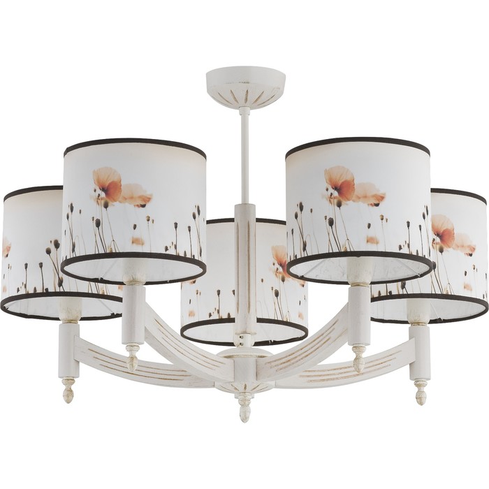 Люстра потолочная MACZEK 5x40Вт E14 белый патина 57x57x45см