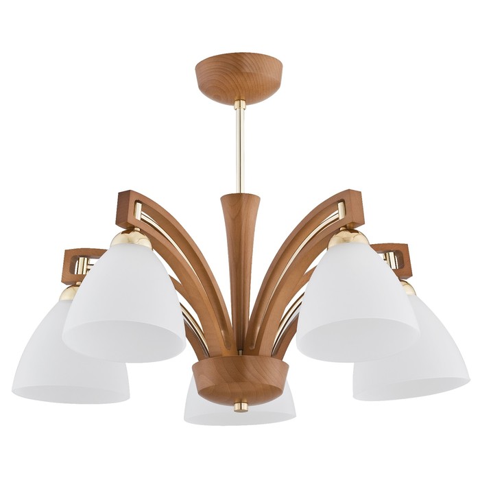 Люстра потолочная MAGNAT 5x60Вт E27 светлое дерево, золото 55x55x41см