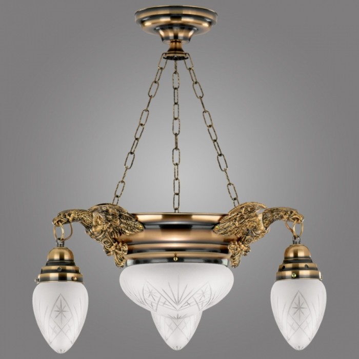 Люстра подвесная OURO 4x60Вт E27 бронза с черной патиной 49x49x68см