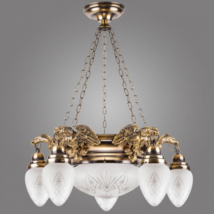 Люстра подвесная OURO 6x60Вт E27 бронза с черной патиной 59x59x80см