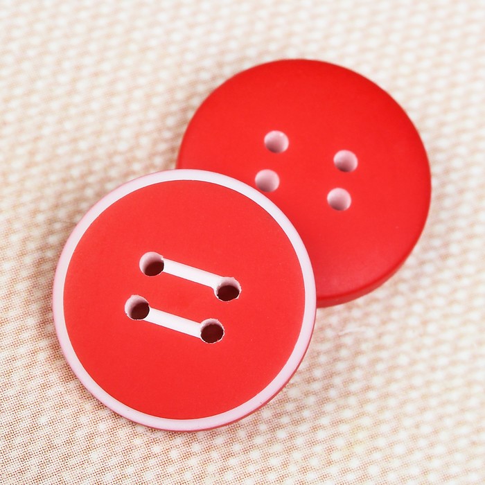 Пуговица костюмная, 4 прокола, 15мм, цвет красны