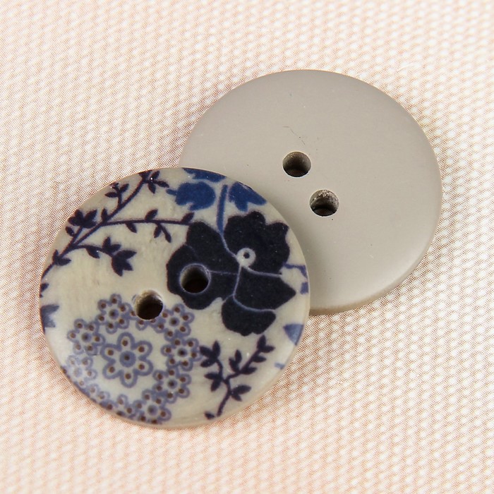 Пуговица декоративная, с рисунком, 23мм, цвет серый