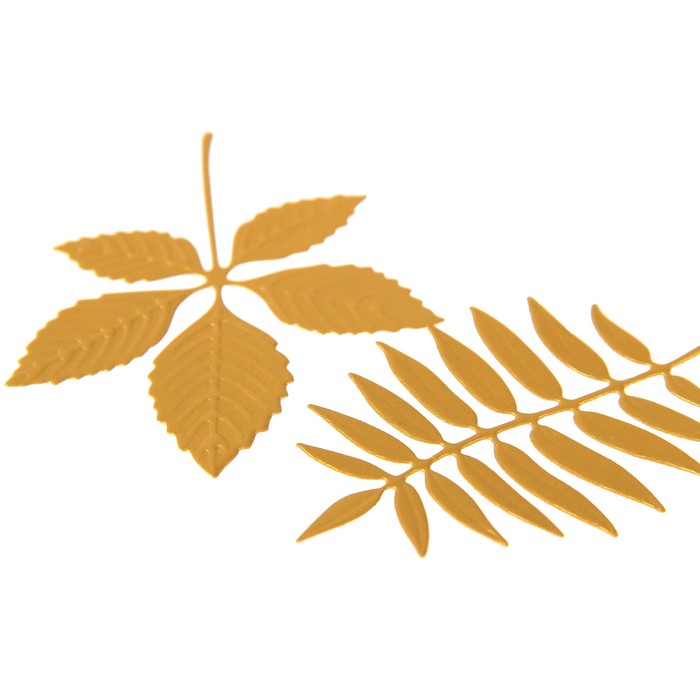 Фигурные вырубки "Листья каштана и рябины" набор 8 шт, 7,5х5,5 см, золото