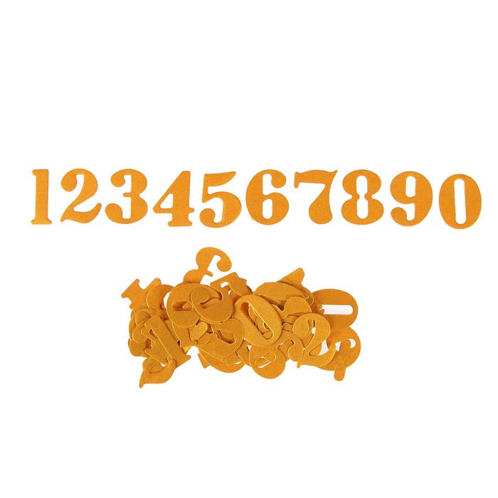 Фигурные вырубки "Цифры 0-9" набор 50 шт, высота 2,5 см, яркое золото