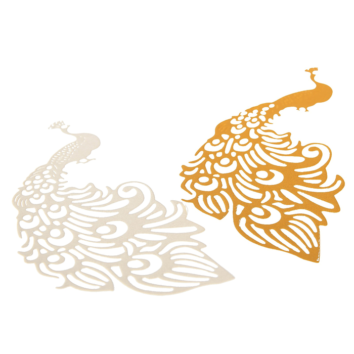 Фигурные вырубки "Павлины" набор 4 шт, 12х6 см, бело-золотые металлики