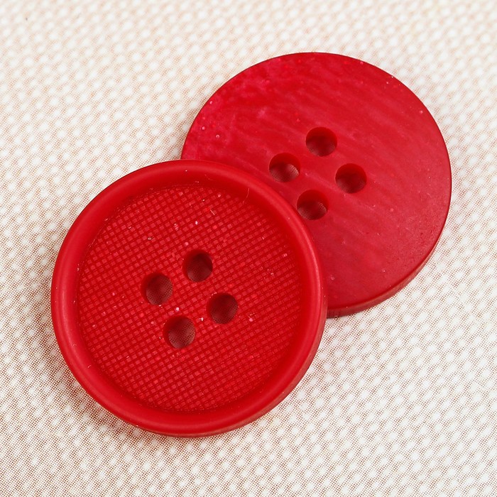 Пуговица костюмная, 4 прокола, 20мм, цвет красны