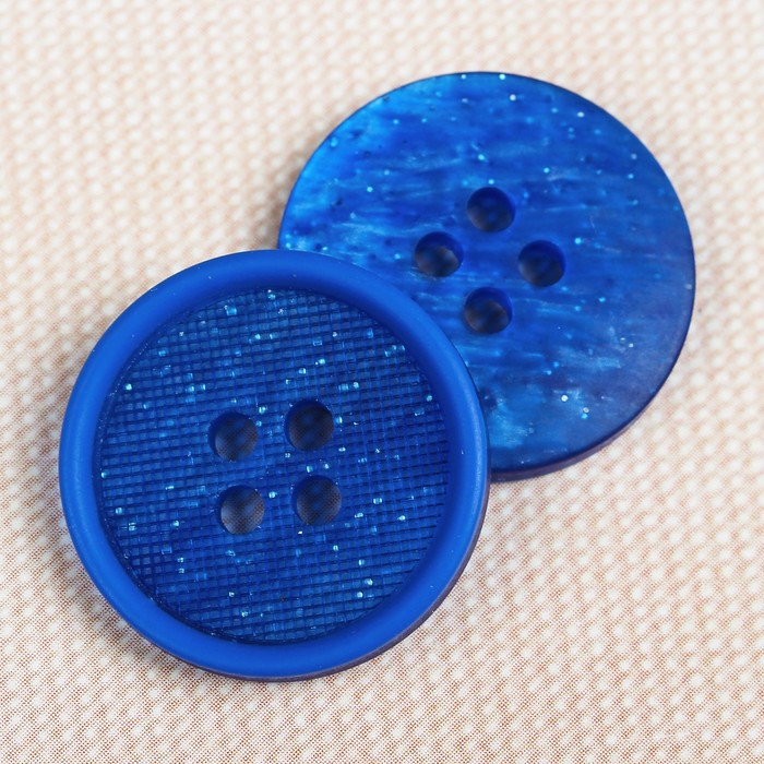 Пуговица костюмная, 4 прокола, 20мм, цвет синий