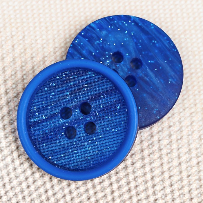 Пуговица костюмная, 4 прокола, 23мм, цвет синий