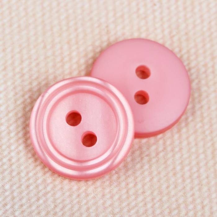 Пуговица костюмная, 2 прокола, 14мм, цвет розовый