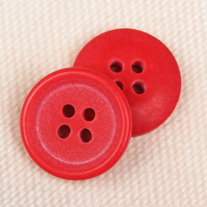 Пуговица костюмная, 4 прокола, 15мм, цвет красный