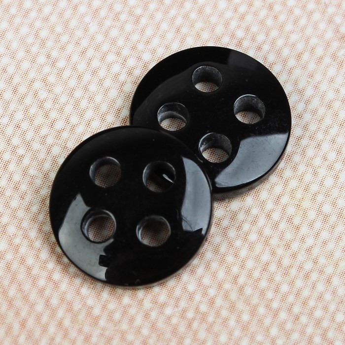 Пуговица блузочная/рубашечная, 4 прокола, 11мм, цвет чёрный