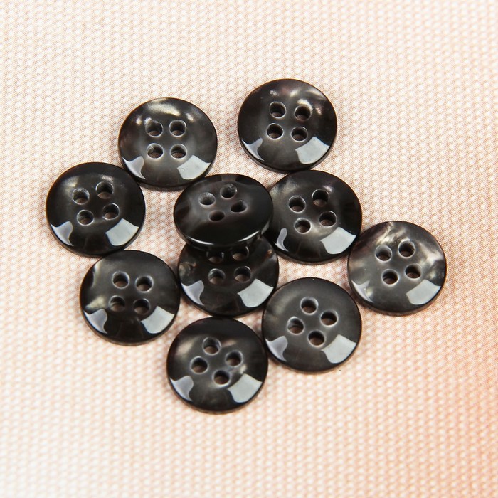 Пуговица блузочная/рубашечная, 4 прокола, 11мм, цвет тёмно-коричневый