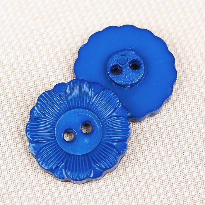 Пуговица декоративная, 2 прокола, 15мм, цвет синий