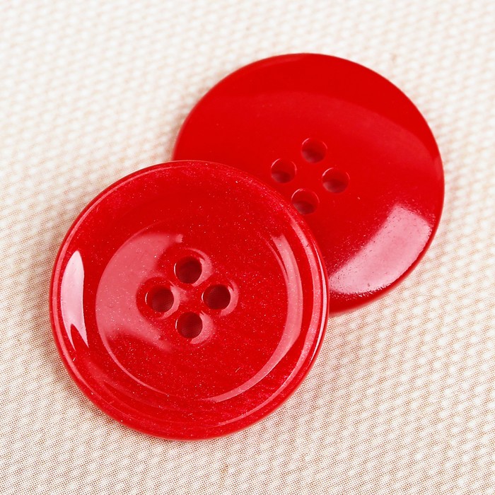 Пуговица костюмная, 4 прокола, 20мм, цвет алый