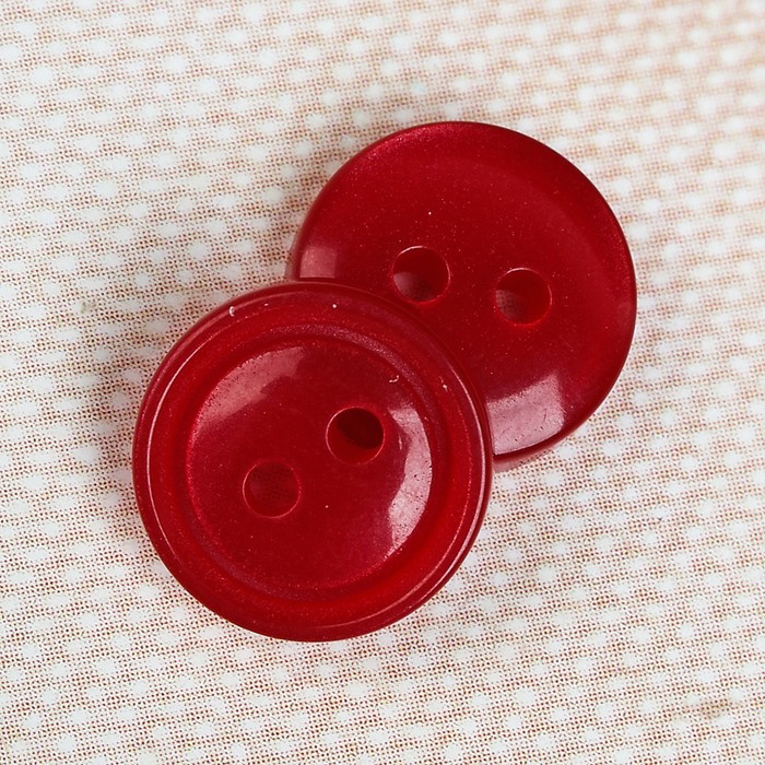 Пуговица блузочная/рубашечная, 2 прокола, 10мм, цвет красный