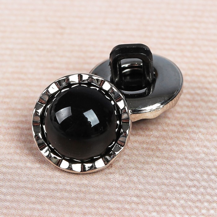 Пуговица декоративная, на ножке, 11мм, цвет чёрно-серебряный