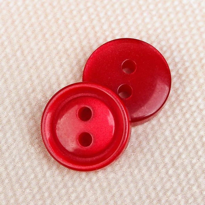 Пуговица блузочная/рубашечная, 2 прокола, 11мм, цвет красный