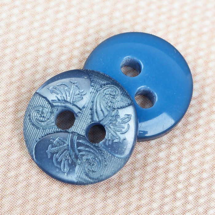 Пуговица декоративная, 2 прокола, 11мм, цвет синий