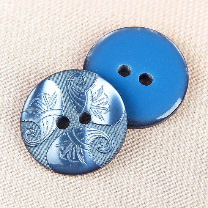 Пуговица декоративная, 2 прокола, 20мм, цвет серо-синий