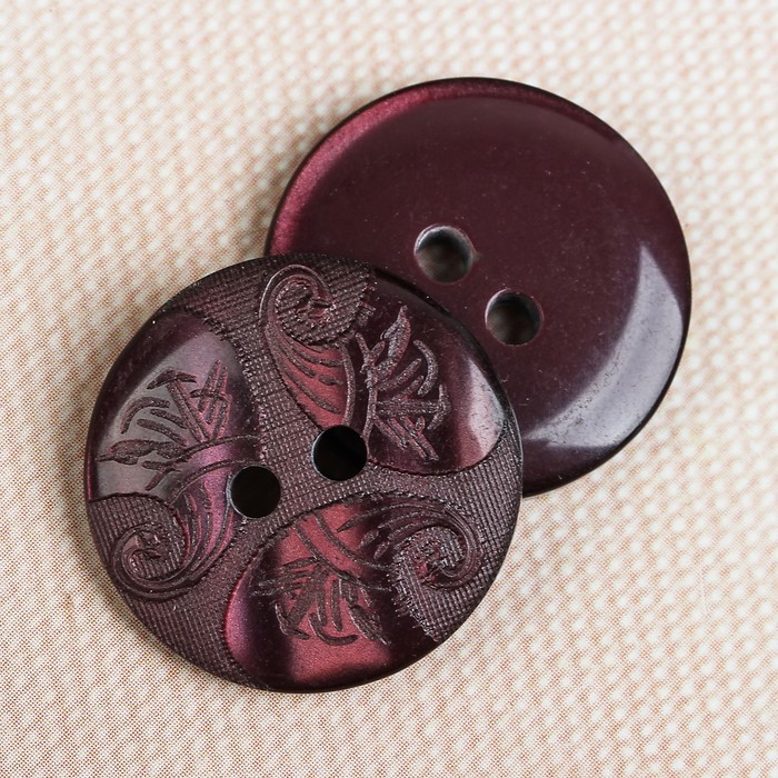 Пуговица декоративная, 2 прокола, 20мм, цвет тёмно-фиолетовый