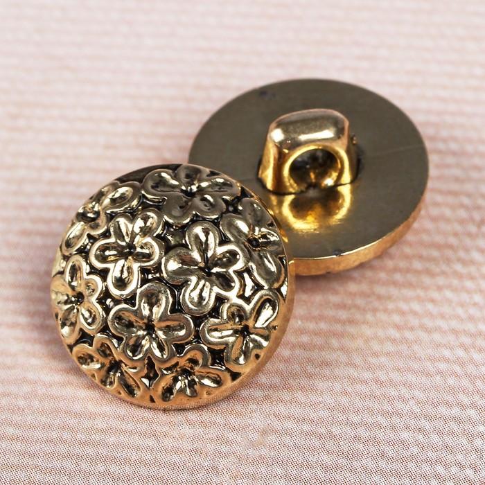 Пуговица декоративная, на ножке, 15мм, цвет чернёное золото