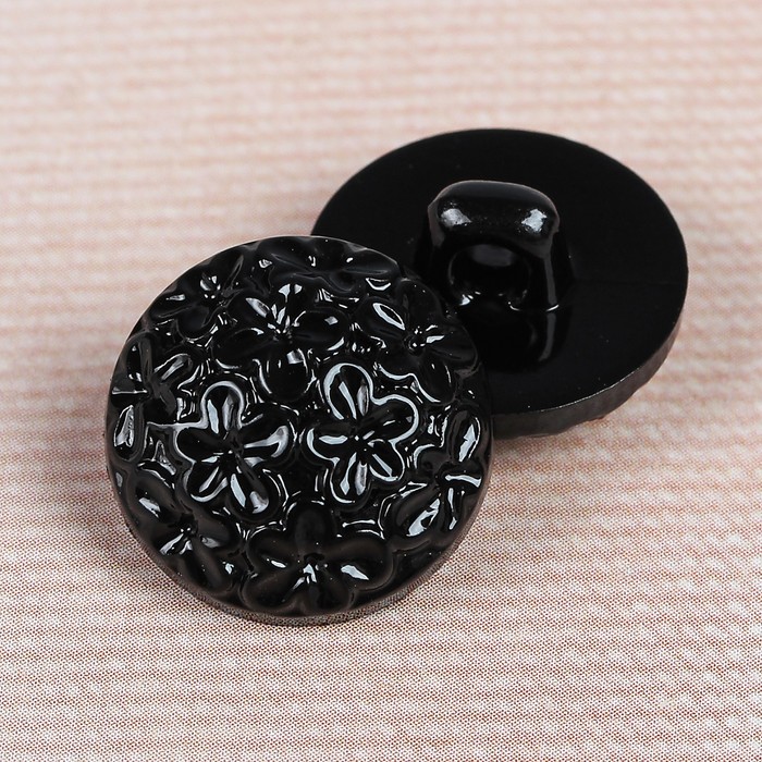 Пуговица декоративная, на ножке, 15мм, цвет чёрный