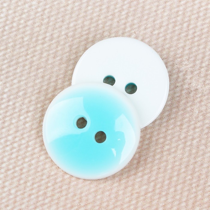 Пуговица декоративная, 2 прокола, 15мм, цвет бирюзовый