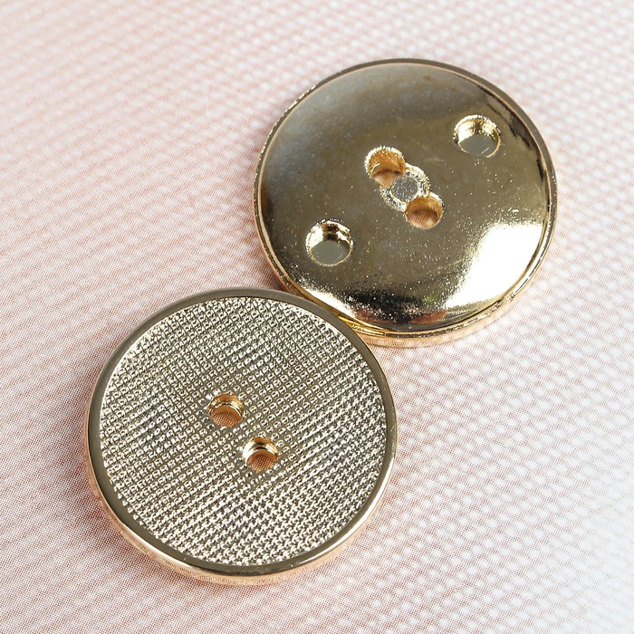 Пуговица декоративная, 2 прокола, 21мм, цвет золотой
