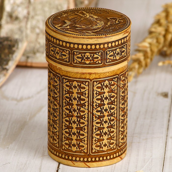 Набор стопок «Рыбалка», в футляре, 4 шт, береста, металл