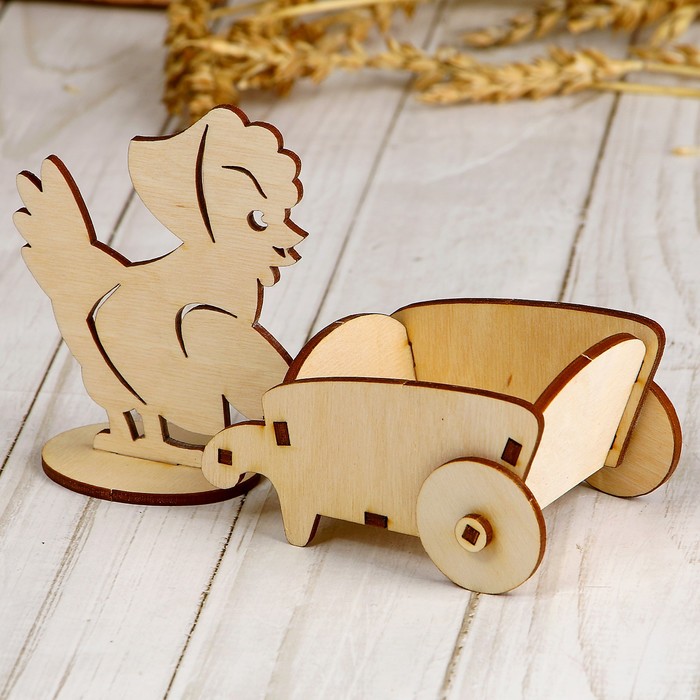 Заготовка для творчества «Курочка с тачкой», фанера