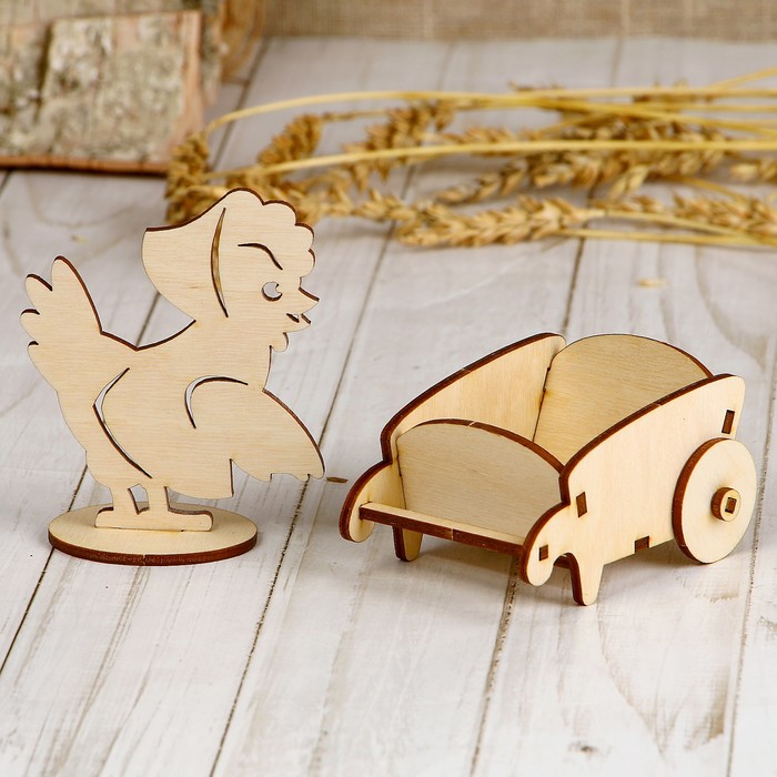 Заготовка для творчества «Курочка с тачкой», фанера