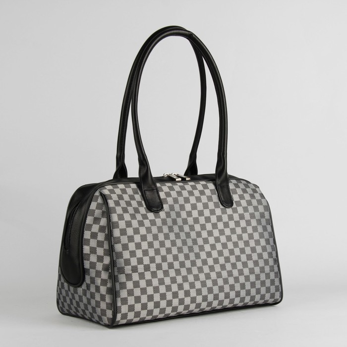 Сумка женская, отдел на молнии, наружный карман, регулируемый ремень, цвет серый/клетка