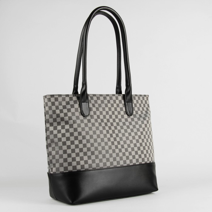 Сумка женская, отдел с перегородкой на молнии, наружный карман, цвет серый/клетка