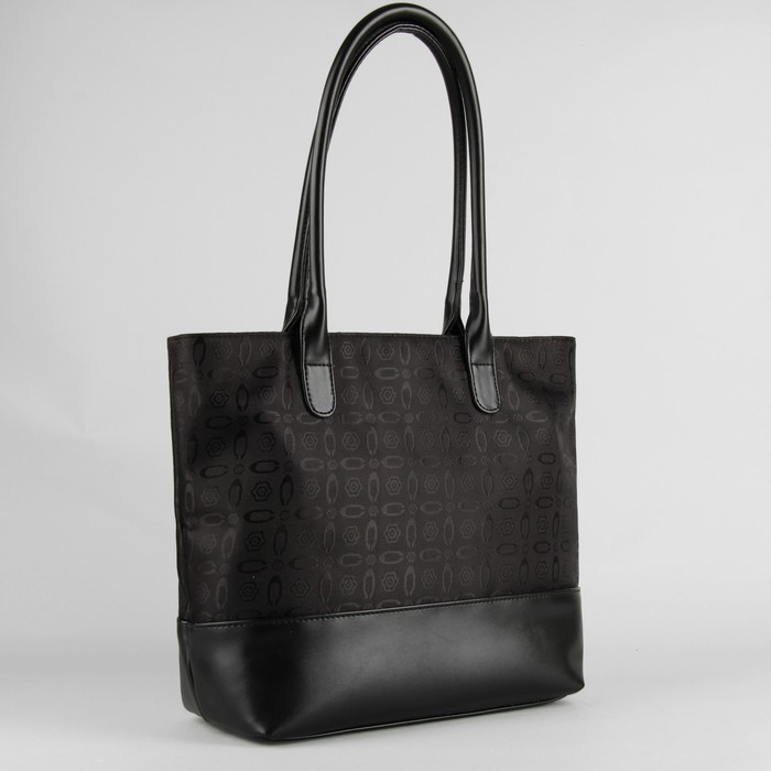 Сумка женская, отдел с перегородкой на молнии, наружный карман, цвет чёрный/лепестки