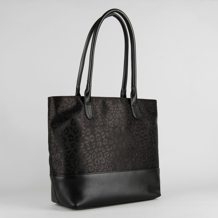 Сумка женская, отдел с перегородкой на молнии, наружный карман, цвет чёрный/леопард