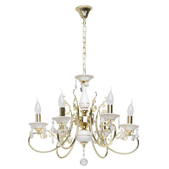 Люстра подвесная "Свеча" 6x60W E14 золото 56x56x115см