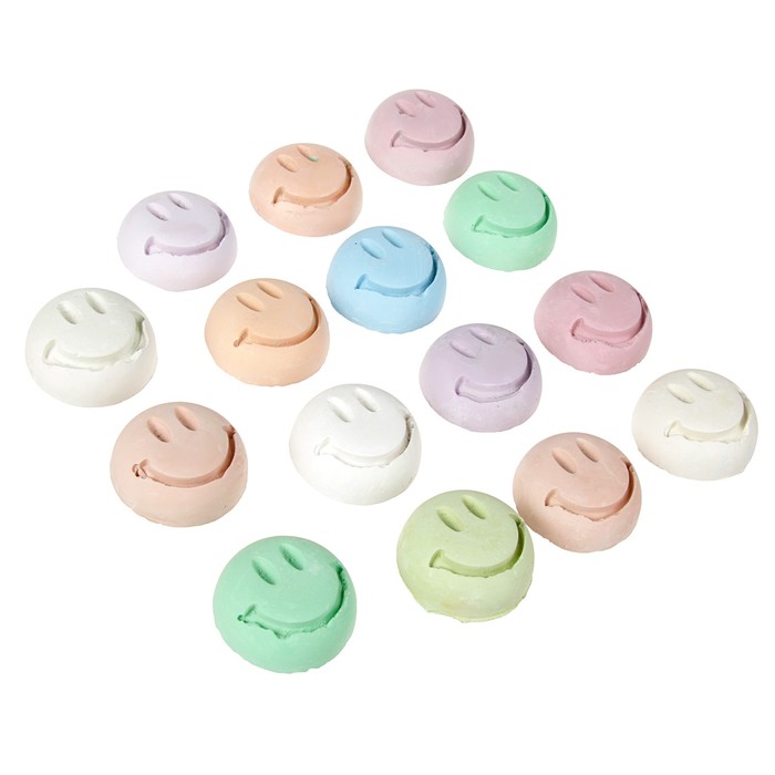 Мелки цветные 15 шт. 7 цветов «Фантазия» в форме улыбки, пластиковое ведро