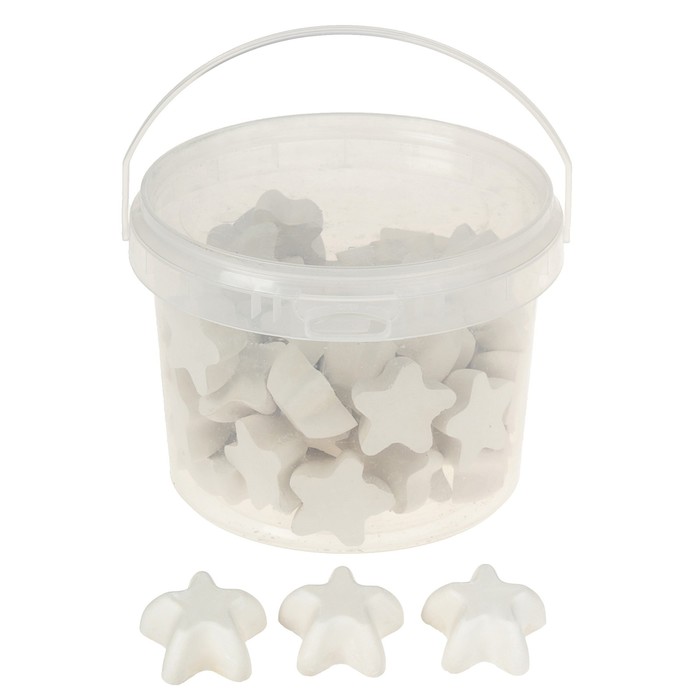 Мелки белые 50 шт. «Фантазия» в форме звездочки, пластиковое ведро