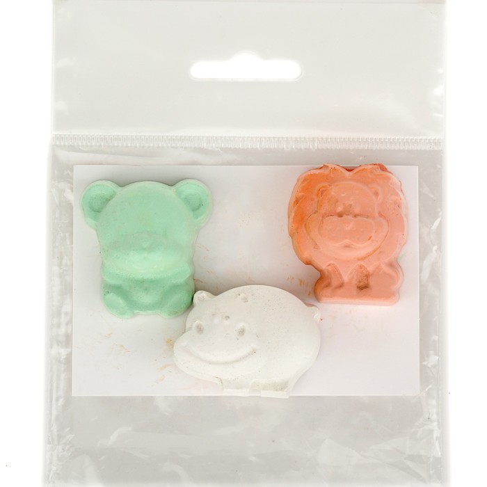 Мелки цветные 3 шт. «Фантазия» в форме зверей, пакет с европодвесом