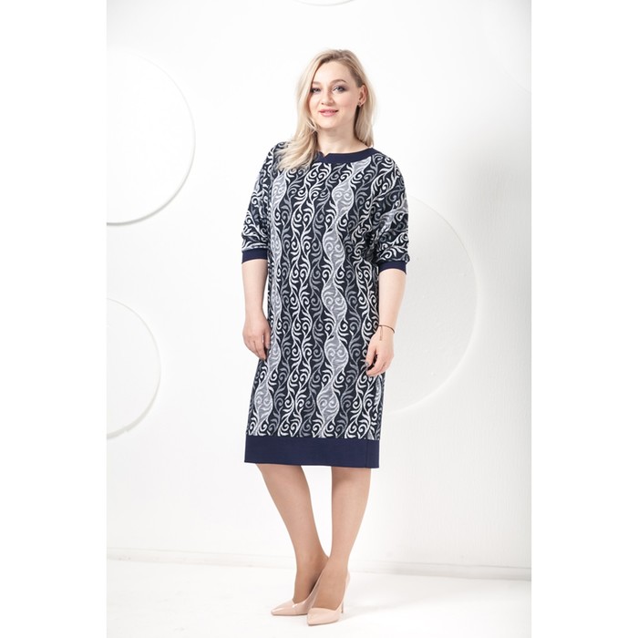 Платье П-379/1 женское, размер 50, цвет синий+серый