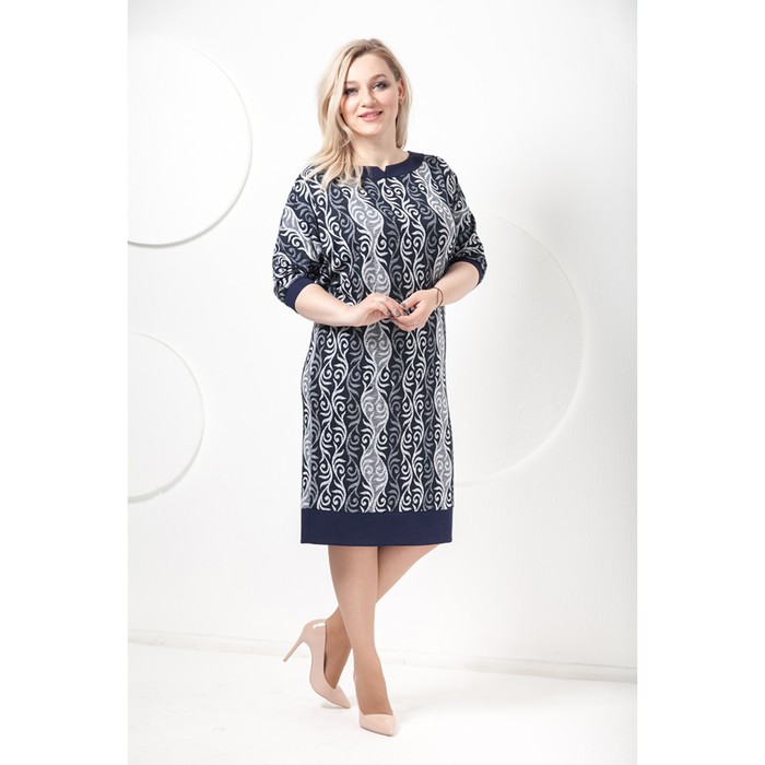 Платье П-379/1 женское, размер 50, цвет синий+серый
