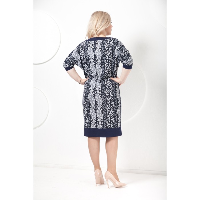 Платье П-379/1 женское, размер 50, цвет синий+серый