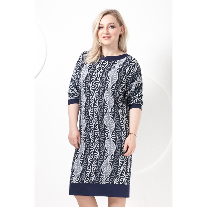 Платье П-379/1 женское, размер 52, цвет синий+серый