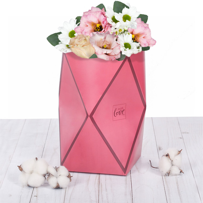 Коробка–ваза для цветов «С любовью», 11 х 11 х 22 см