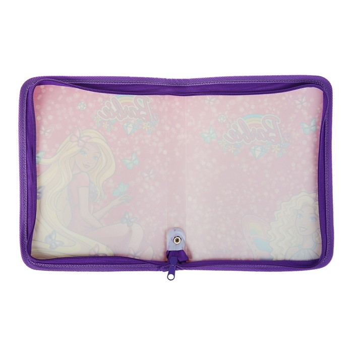 Папка для тетрадей пластиковая А5, молния вокруг Mattel Barbie