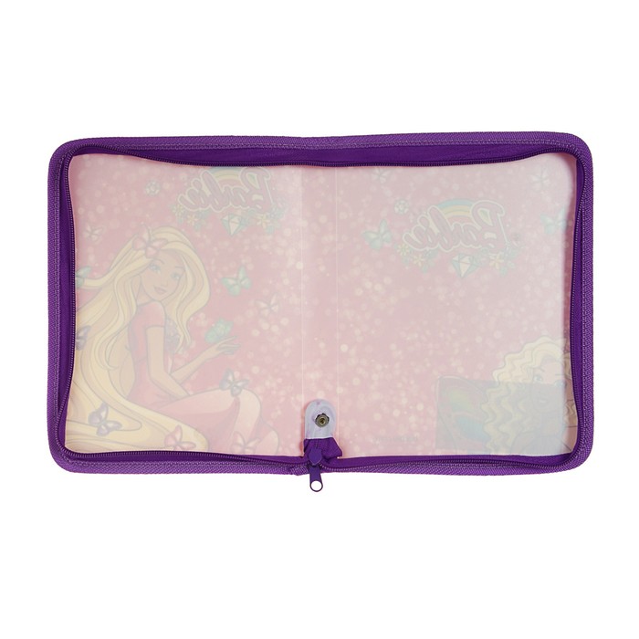 Папка для тетрадей пластиковая А5, молния вокруг Mattel Barbie