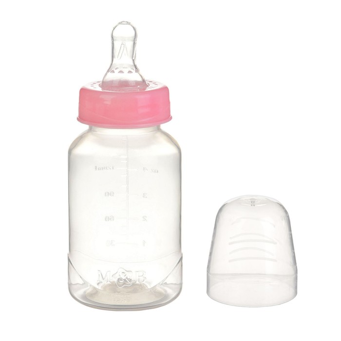 Бутылочка для кормления детская классическая, 150 мл, от 0 мес., цвет розовый