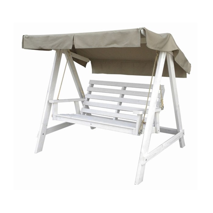 Садовые качели из дерева 2-х местные "HERITAGE" без текстильного комплекта (сосна) белые