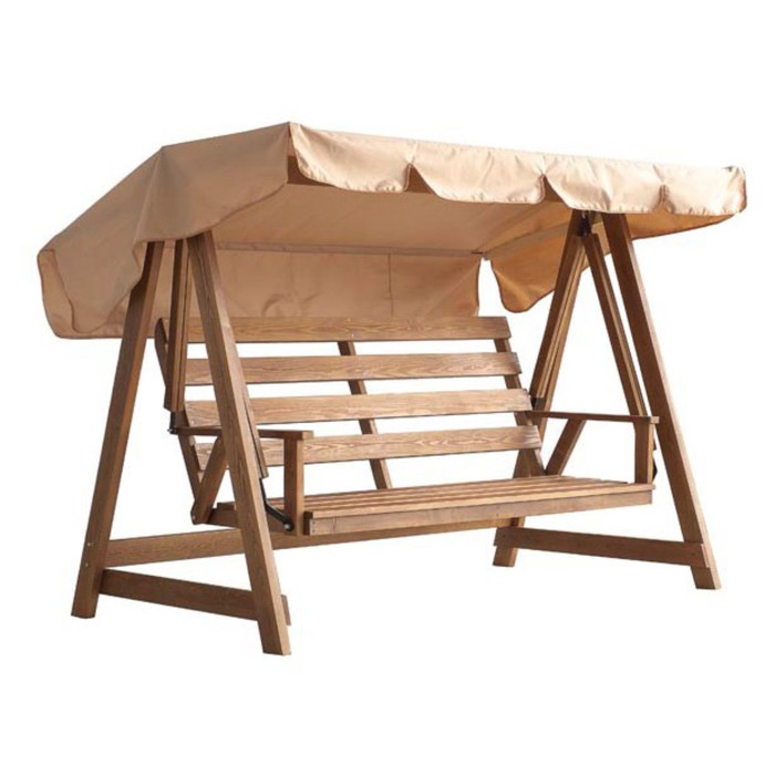 Садовые качели из дерева "Floresta Brown" без текстильного комплекта (дуб) капучино